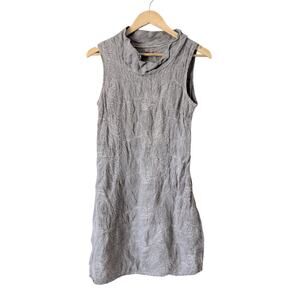Lina‎ Tomei Made in Italy 100% Linen Embroidered Dress Grey Size Medium - Travel